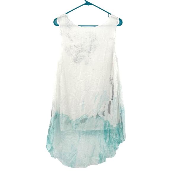 Soft Surroundings‎ Size Medium Tank Top Shirt Blouse White 100% Silk Watercolor - Picture 2 of 4